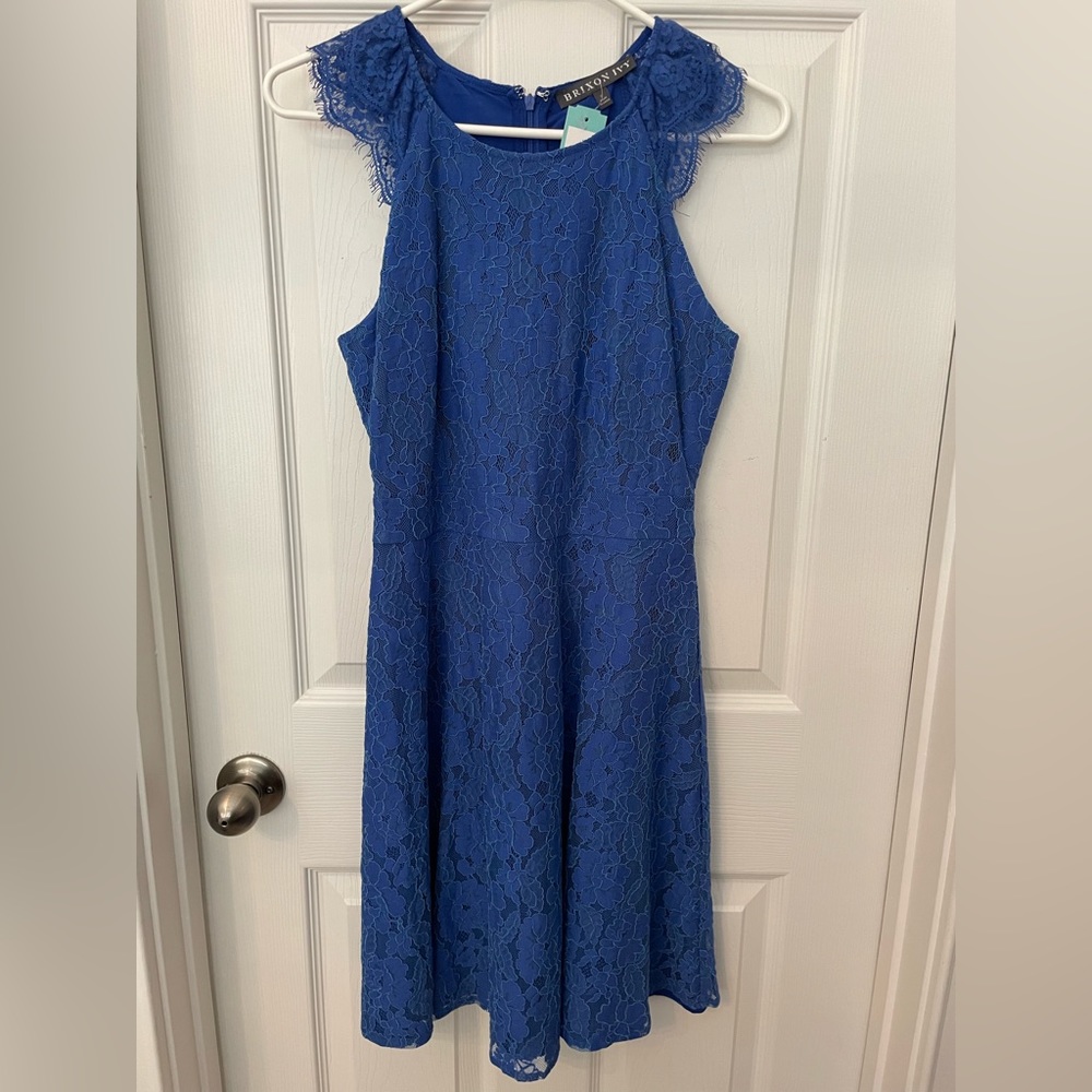Cobalt blue Brixton Ivy lace overlay dress small NWT